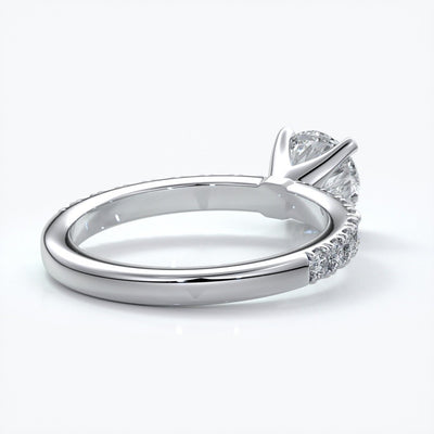 Anna Engagement ring round diamond 4 claw diamond band platinum