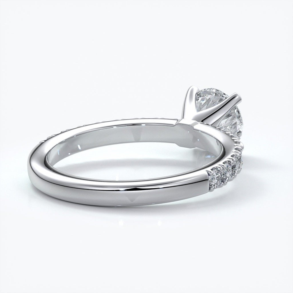 Anna Engagement ring round diamond 4 claw diamond band platinum