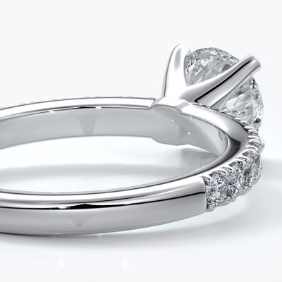 Anna Engagement ring round diamond 4 claw diamond band platinum