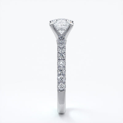 Anna Engagement ring round diamond 4 claw diamond band platinum