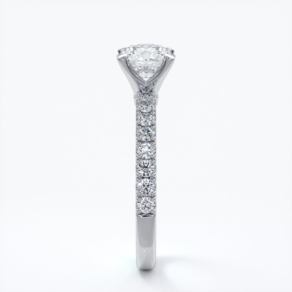 Anna Engagement ring round diamond 4 claw diamond band platinum
