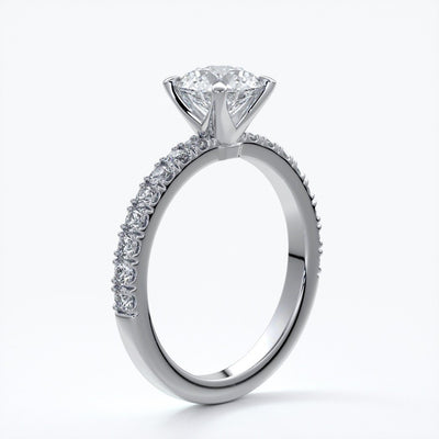 Anna Engagement ring round diamond 4 claw diamond band platinum