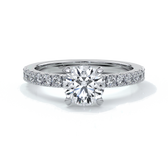 Anna Engagement ring round diamond 4 claw diamond band platinum