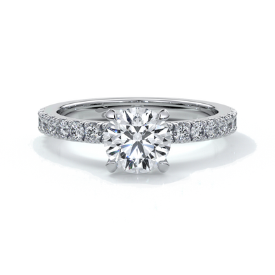 Anna Engagement ring round diamond 4 claw diamond band platinum