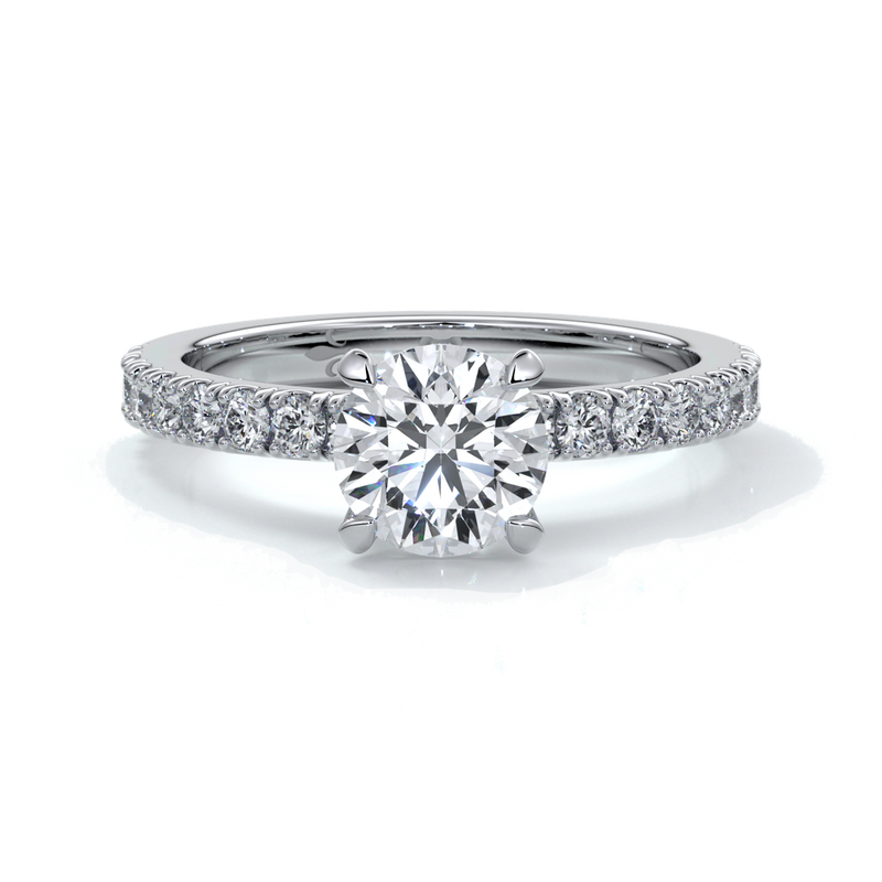 Anna Engagement ring round diamond 4 claw diamond band platinum