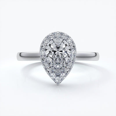 Audrey Engagement Ring pear halo platinum
