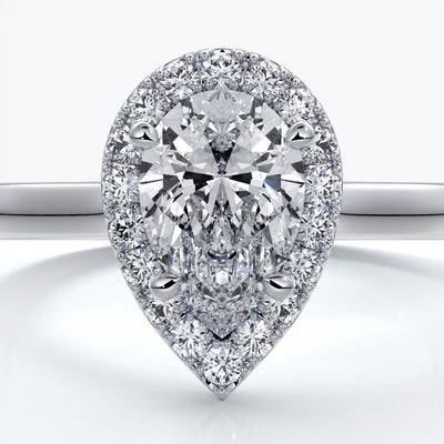 Audrey Engagement Ring pear halo platinum