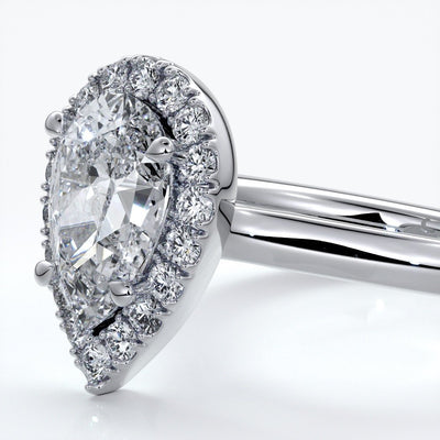 Audrey Engagement Ring pear halo platinum