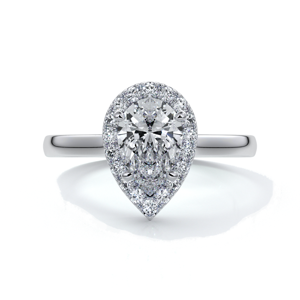 Audrey Engagement Ring pear halo platinum