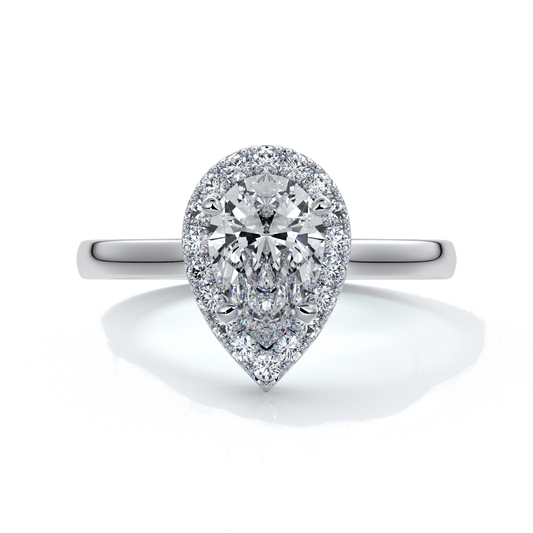 Audrey Engagement Ring pear halo platinum