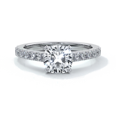 Beatrice Engagement ring cushion cut diamond cathedral 4 claw diamond band platinum