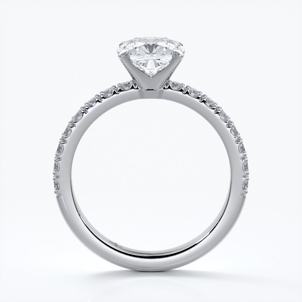 Belle Engagement ring cushion cut diamond 4 claw diamond band platinum