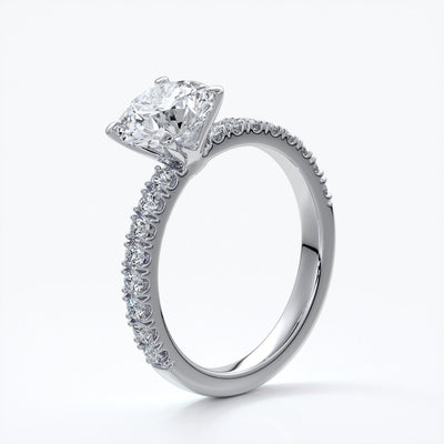 Bridget Engagement ring round diamond 4 claw diamond band 18ct white gold