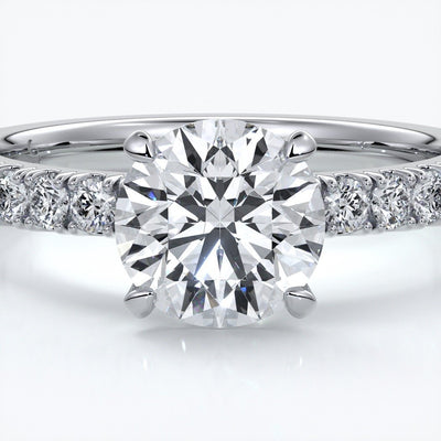 Bridget Engagement ring round diamond 4 claw diamond band 18ct white gold