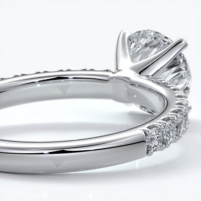 Bridget Engagement ring round diamond 4 claw diamond band 18ct white gold