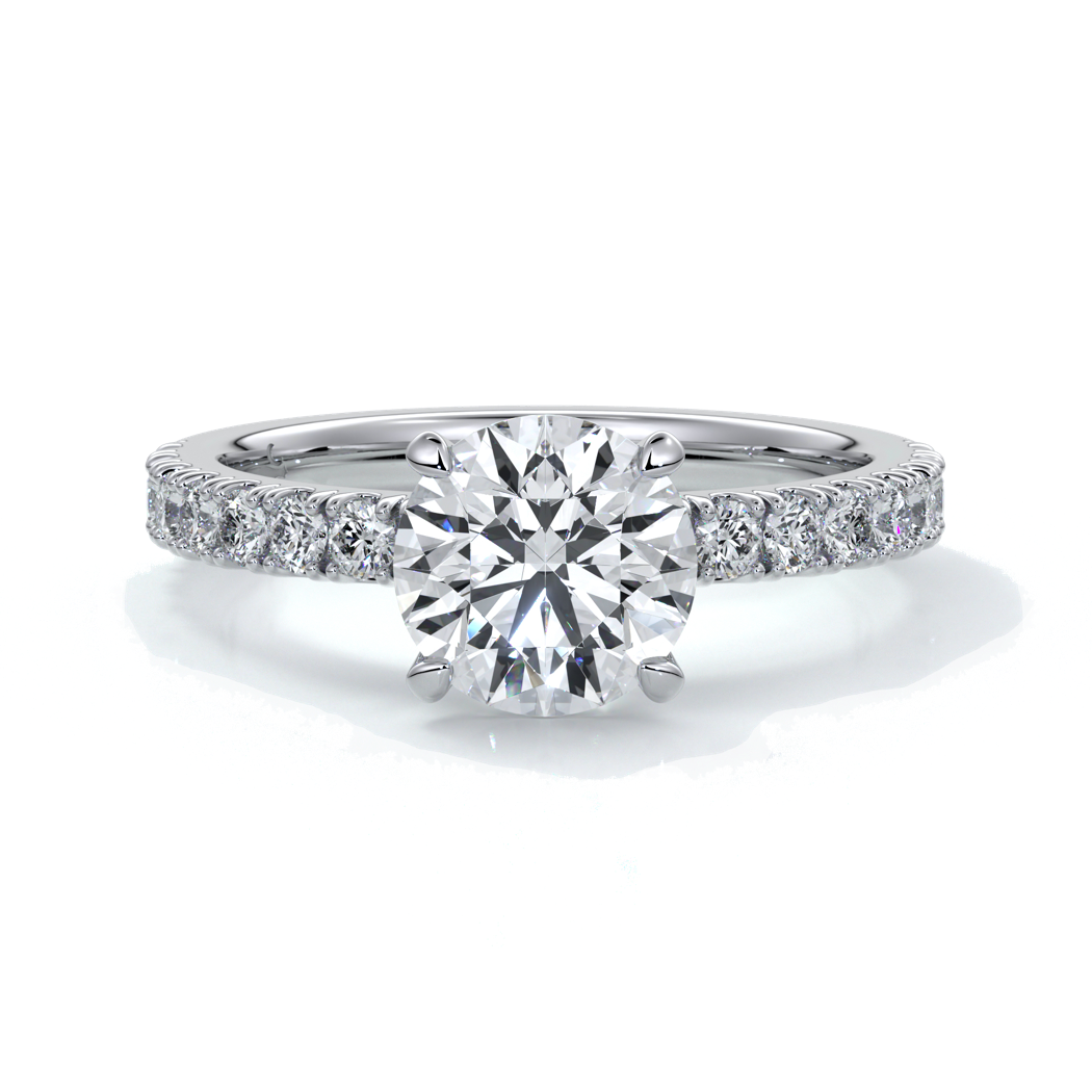 Bridget Engagement ring round diamond 4 claw diamond band 18ct white gold