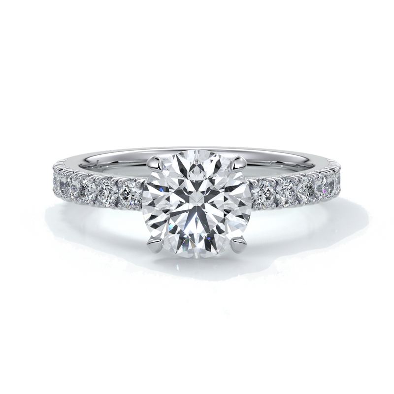 Bridget Engagement ring round diamond 4 claw diamond band 18ct white gold