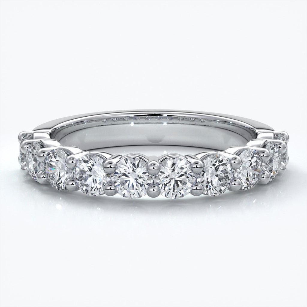 Cassandra Wedding ring scalloped diamond band 2 claws 3mm platinum