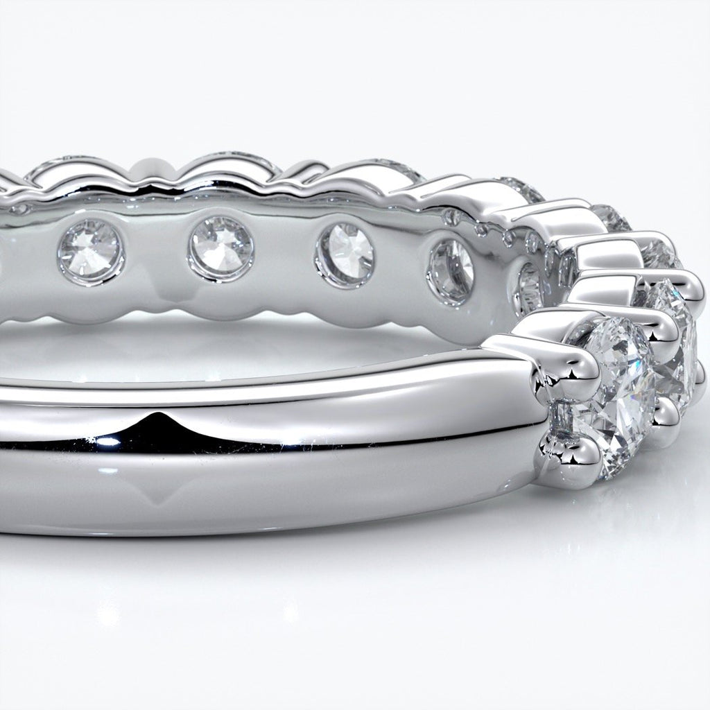 Cassandra Wedding ring scalloped diamond band 2 claws 3mm platinum