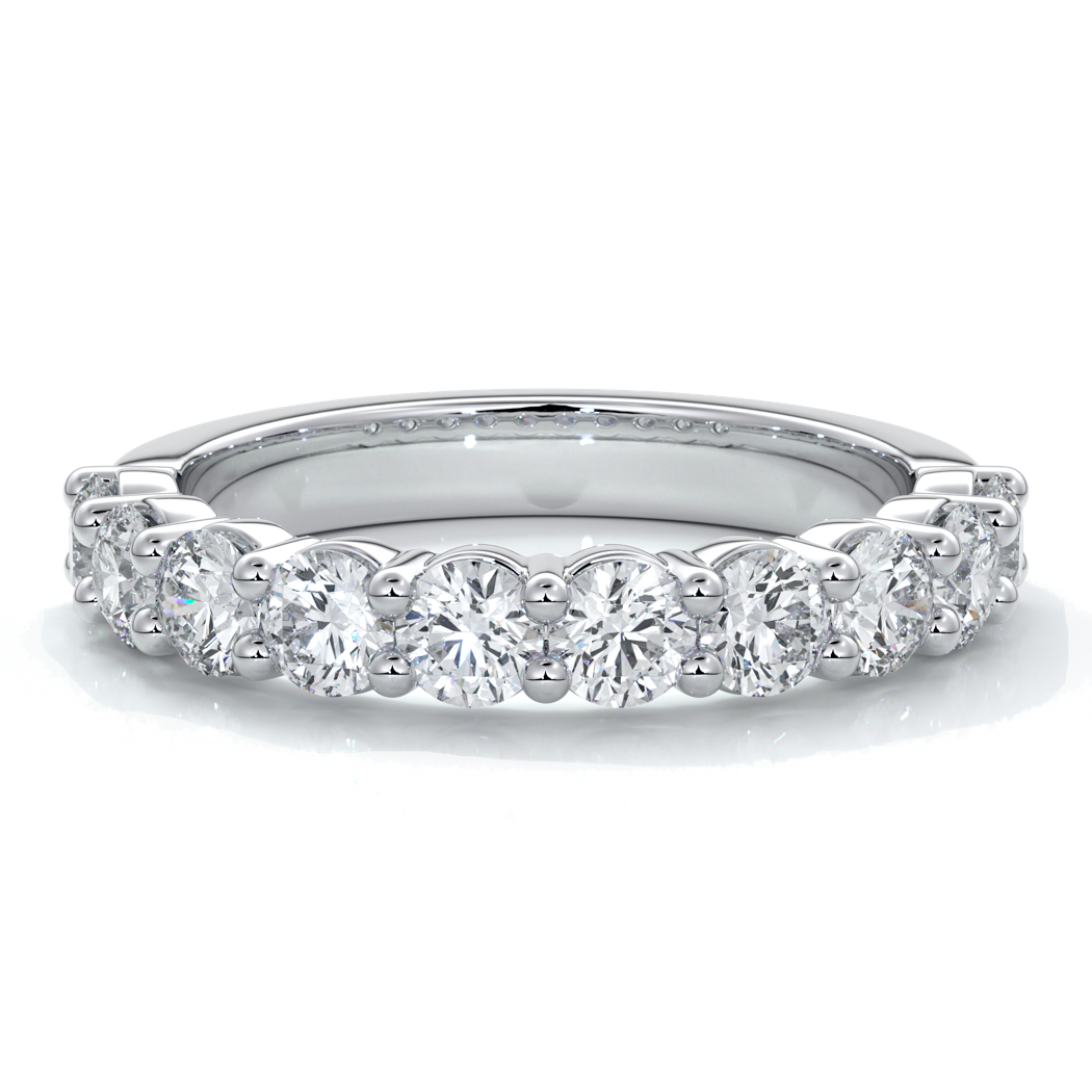 Cassandra Wedding ring scalloped diamond band 2 claws 3mm platinum