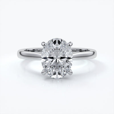 Catherine Engagement ring oval diamond 4 claw cathedral platinum