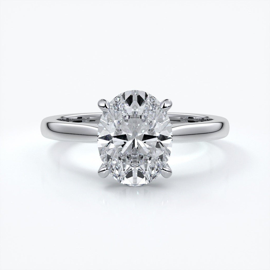 Catherine Engagement ring oval diamond 4 claw cathedral platinum
