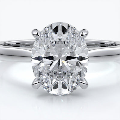 Catherine Engagement ring oval diamond 4 claw cathedral platinum
