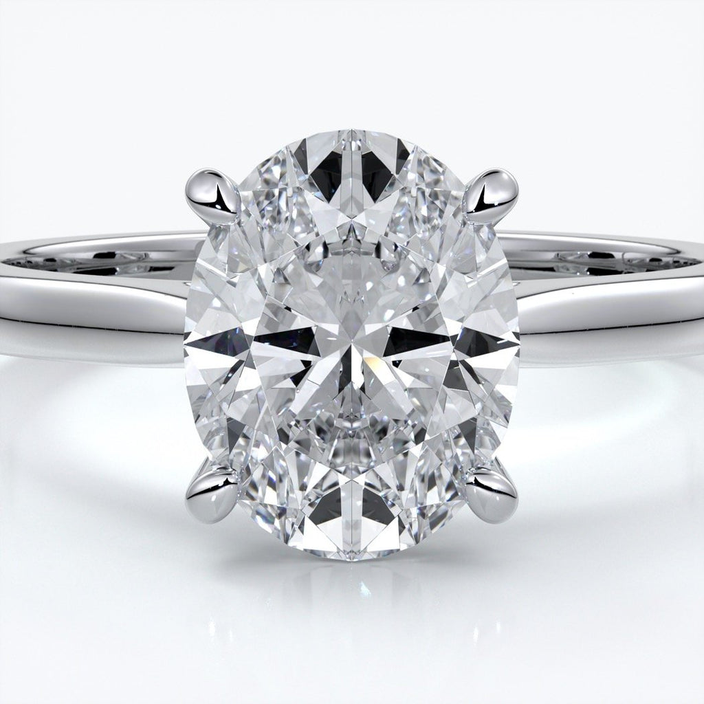 Catherine Engagement ring oval diamond 4 claw cathedral platinum