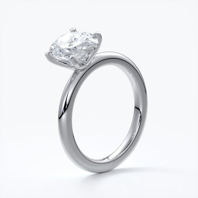Cleo Engagement ring oval diamond 4 claw 18ct white gold