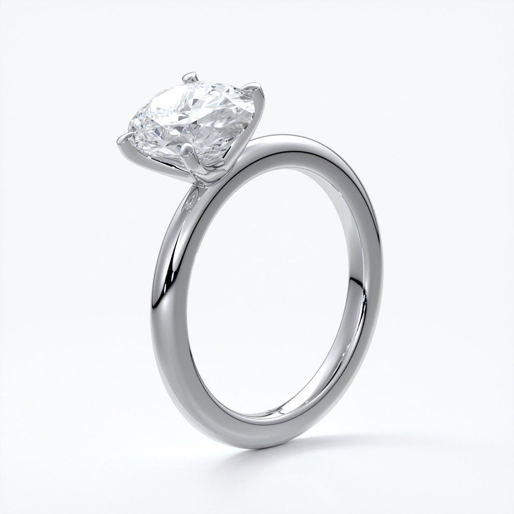 Cleo Engagement ring oval diamond 4 claw 18ct white gold