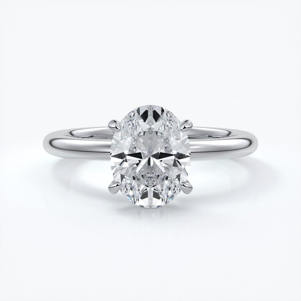 Cleo Engagement ring oval diamond 4 claw 18ct white gold