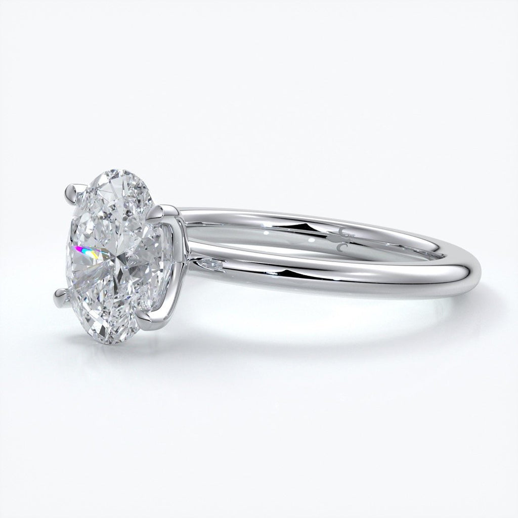 Cleo Engagement ring oval diamond 4 claw 18ct white gold