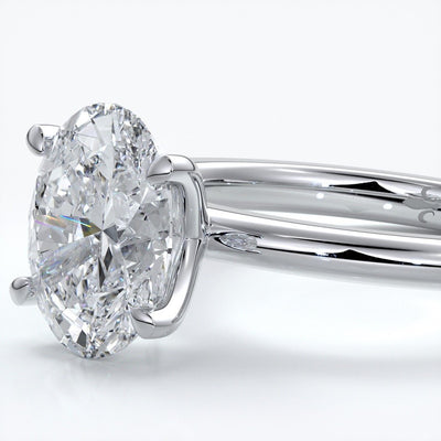 Cleo Engagement ring oval diamond 4 claw 18ct white gold