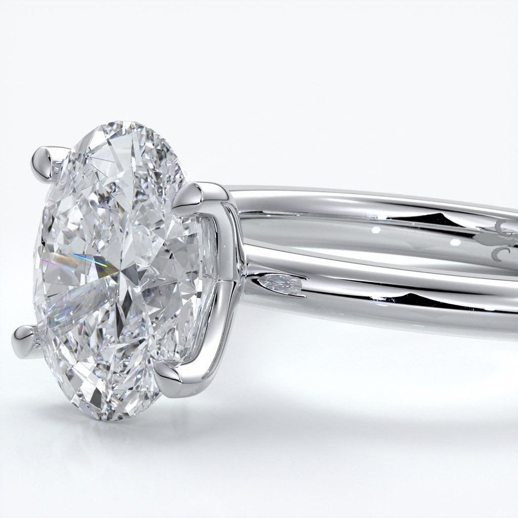 Cleo Engagement ring oval diamond 4 claw 18ct white gold