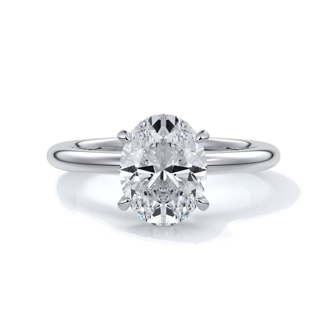 Cleo Engagement ring oval diamond 4 claw 18ct white gold