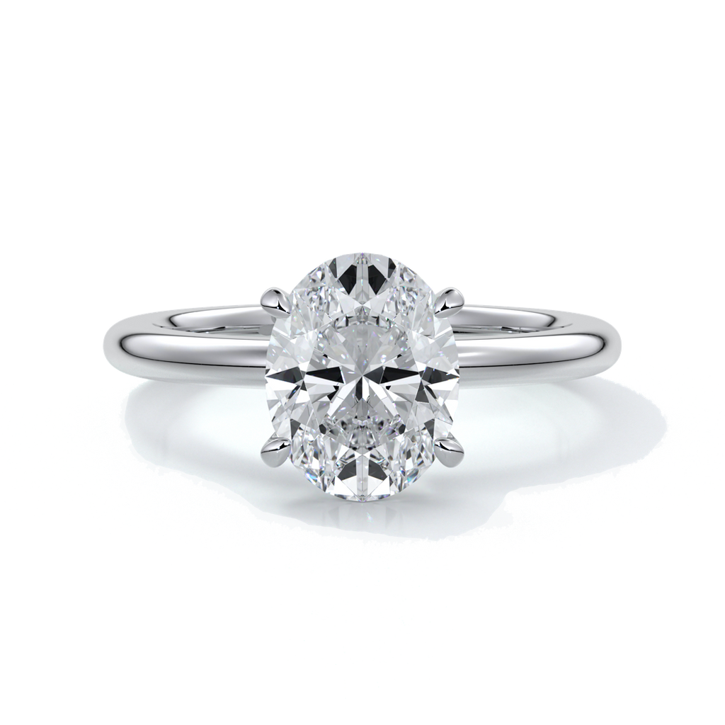 Cleo Engagement ring oval diamond 4 claw 18ct white gold