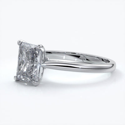Daisy Engagement ring radiant diamond 4 claw 18ct white gold tapered