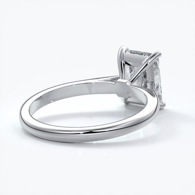 Daisy Engagement ring radiant diamond 4 claw 18ct white gold tapered