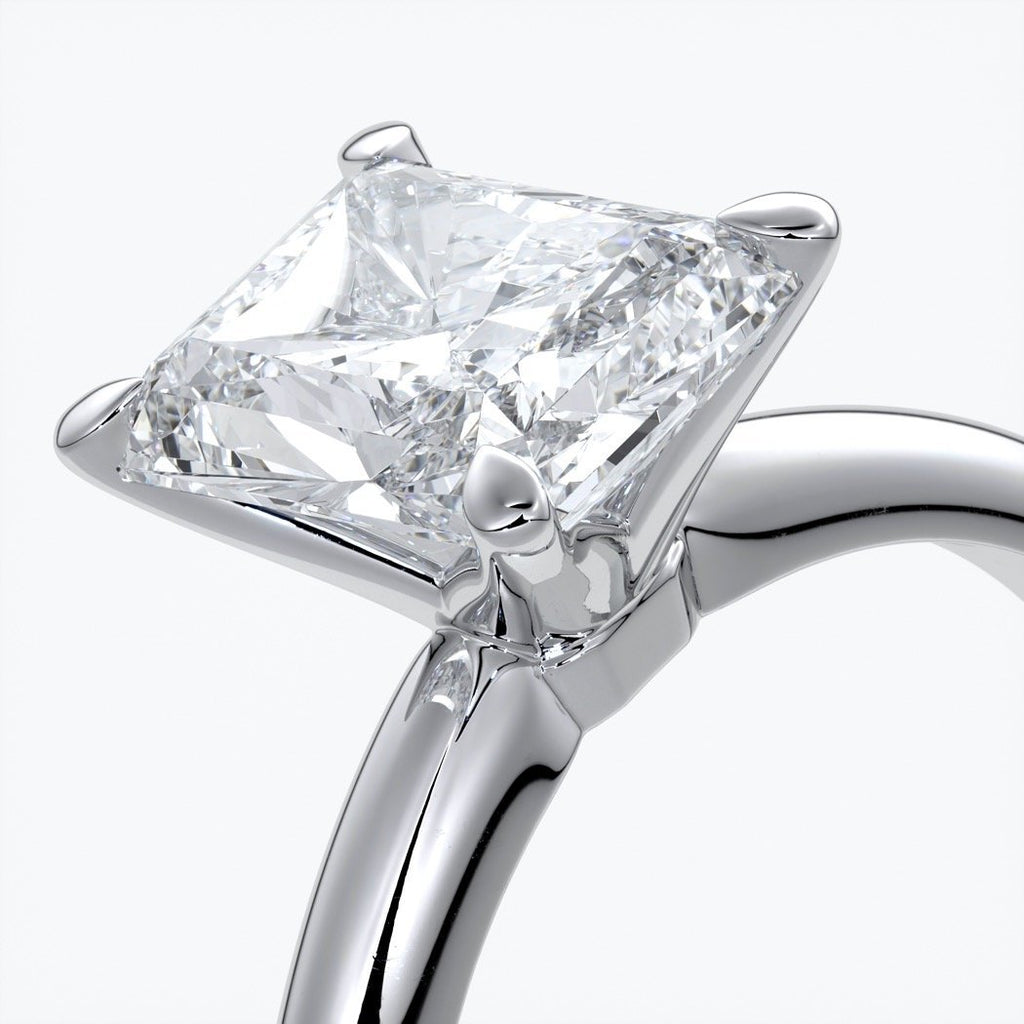 Edith Engagement ring radiant diamond 4 claw 18ct white gold
