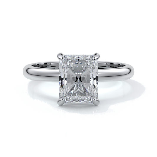 Edith Engagement ring radiant diamond 4 claw 18ct white gold