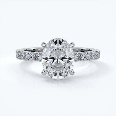 Elsa Engagement Ring oval diamond 4 claw diamond band 18ct white gold