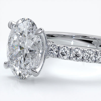 Elsa Engagement Ring oval diamond 4 claw diamond band 18ct white gold