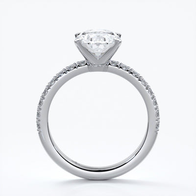 Elsa Engagement Ring oval diamond 4 claw diamond band 18ct white gold