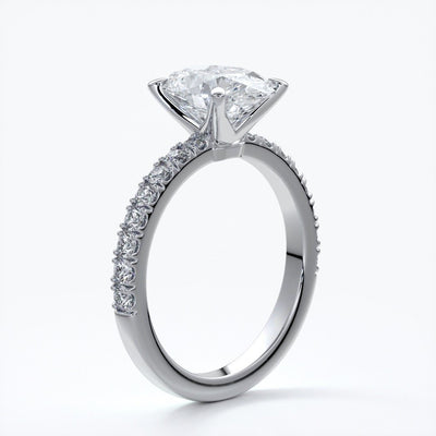 Elsa Engagement Ring oval diamond 4 claw diamond band 18ct white gold