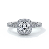 Emily Engagement Ring cushion diamond band halo 18ct white gold