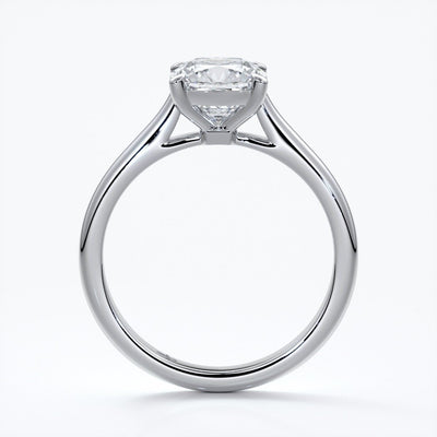Esther Engagement ring cushion cut diamond 4 claw cathedral 18ct white gold band