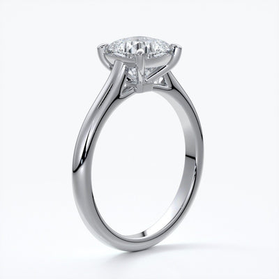 Esther Engagement ring cushion cut diamond 4 claw cathedral 18ct white gold band