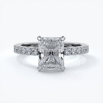 Florence Engagement Ring radiant diamond diamond band 18ct white gold