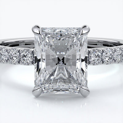 Florence Engagement Ring radiant diamond diamond band 18ct white gold