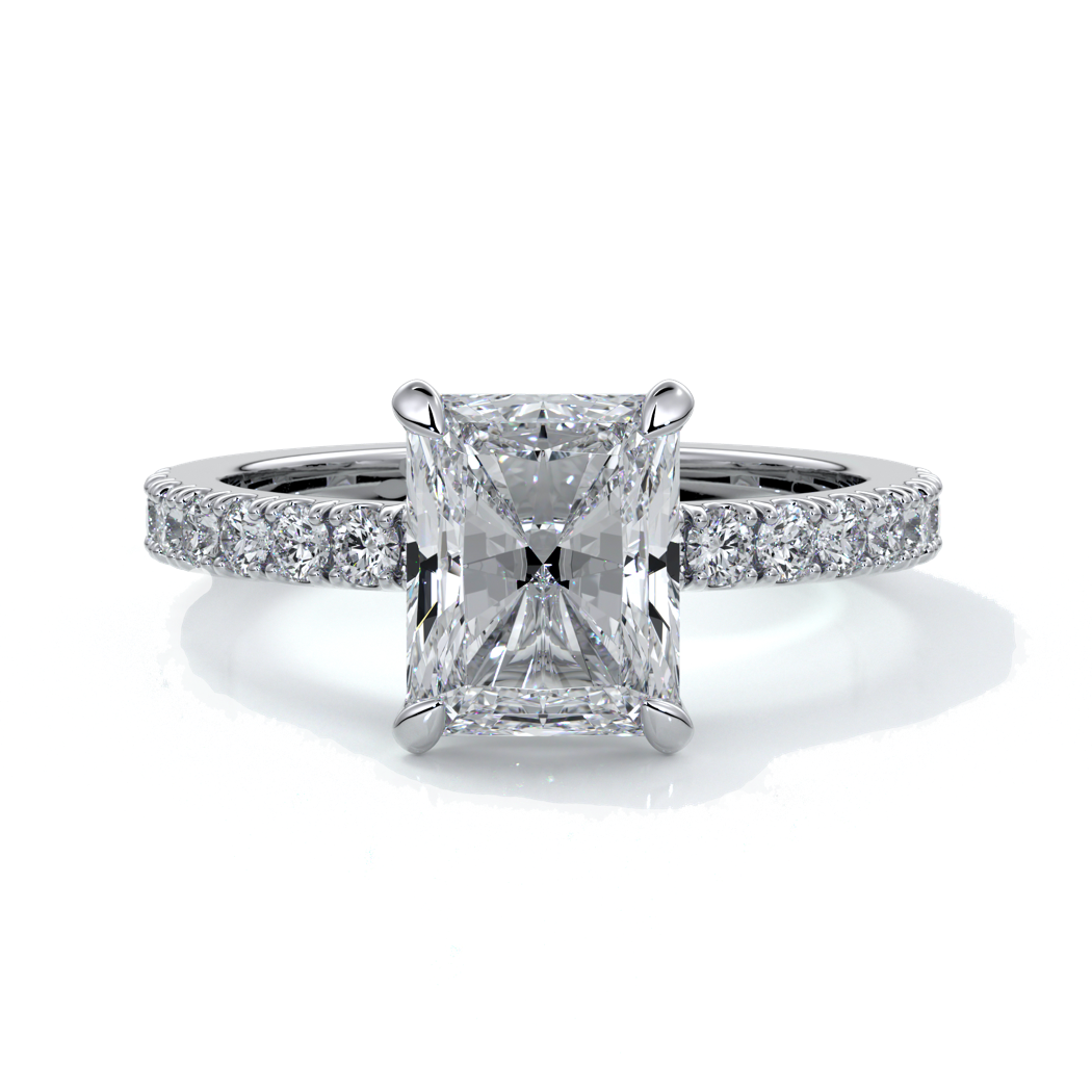 Florence Engagement Ring radiant diamond diamond band 18ct white gold